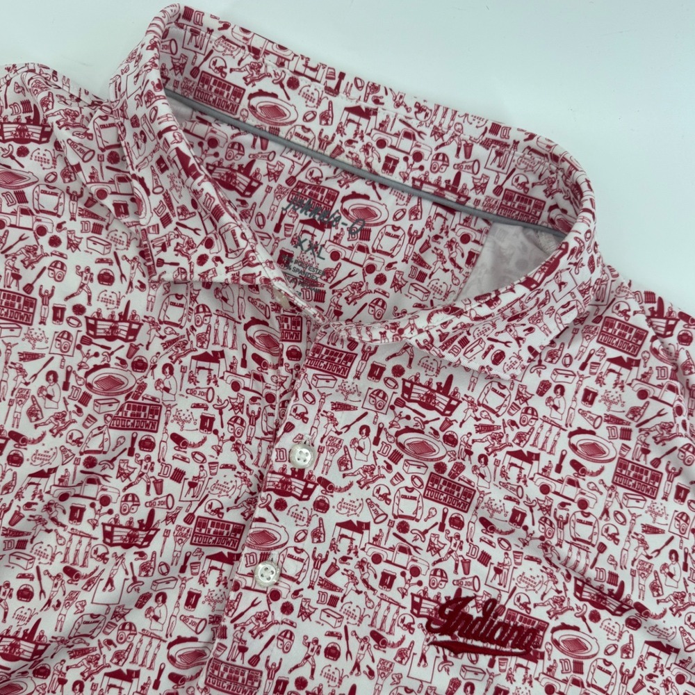 Johnnie-O Indiana Hoosiers Mens XXL Crimson Tailgate Doodle Performance Polo